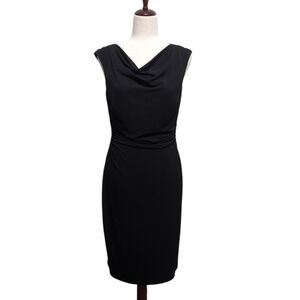 David Meister Cowl Neck Sheath Dress Black Size 8